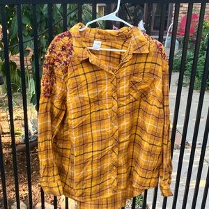 Terra & Sky Mustard Plaid Shirt
